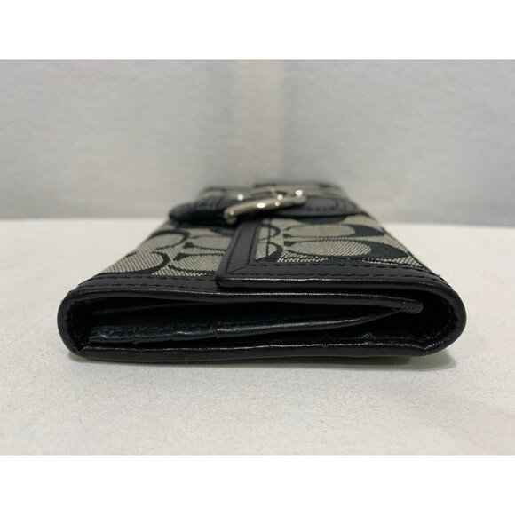 SOLD***Y2K Coach Soho Signature Long Wallet Buckle Canvas Leather Black Gray - Picture 6 of 12